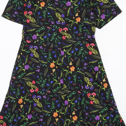 ASOS Womens Multicoloured Floral Polyester T-Shirt Dress Size 8 Round Neck Pullover