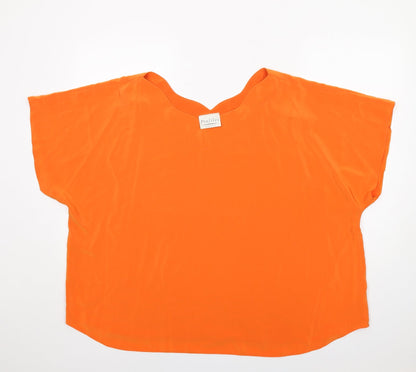 Profiles Womens Orange Polyester Basic T-Shirt Size 30 Round Neck