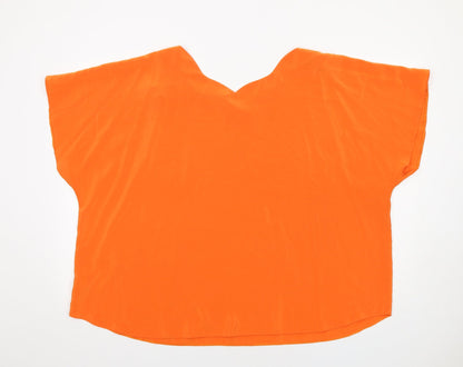 Profiles Womens Orange Polyester Basic T-Shirt Size 30 Round Neck