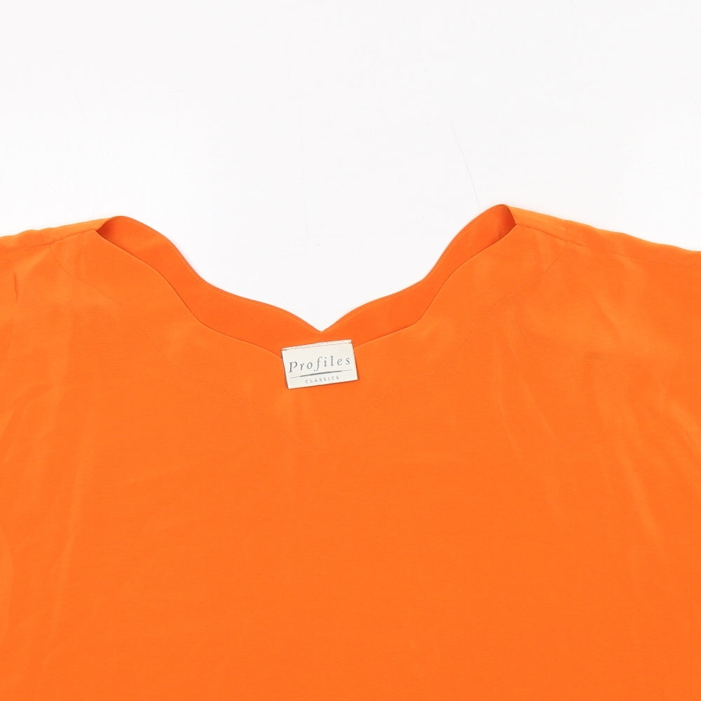 Profiles Womens Orange Polyester Basic T-Shirt Size 30 Round Neck