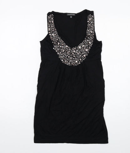 Womens UK Size 10 Warehouse Black Tunic Tank
