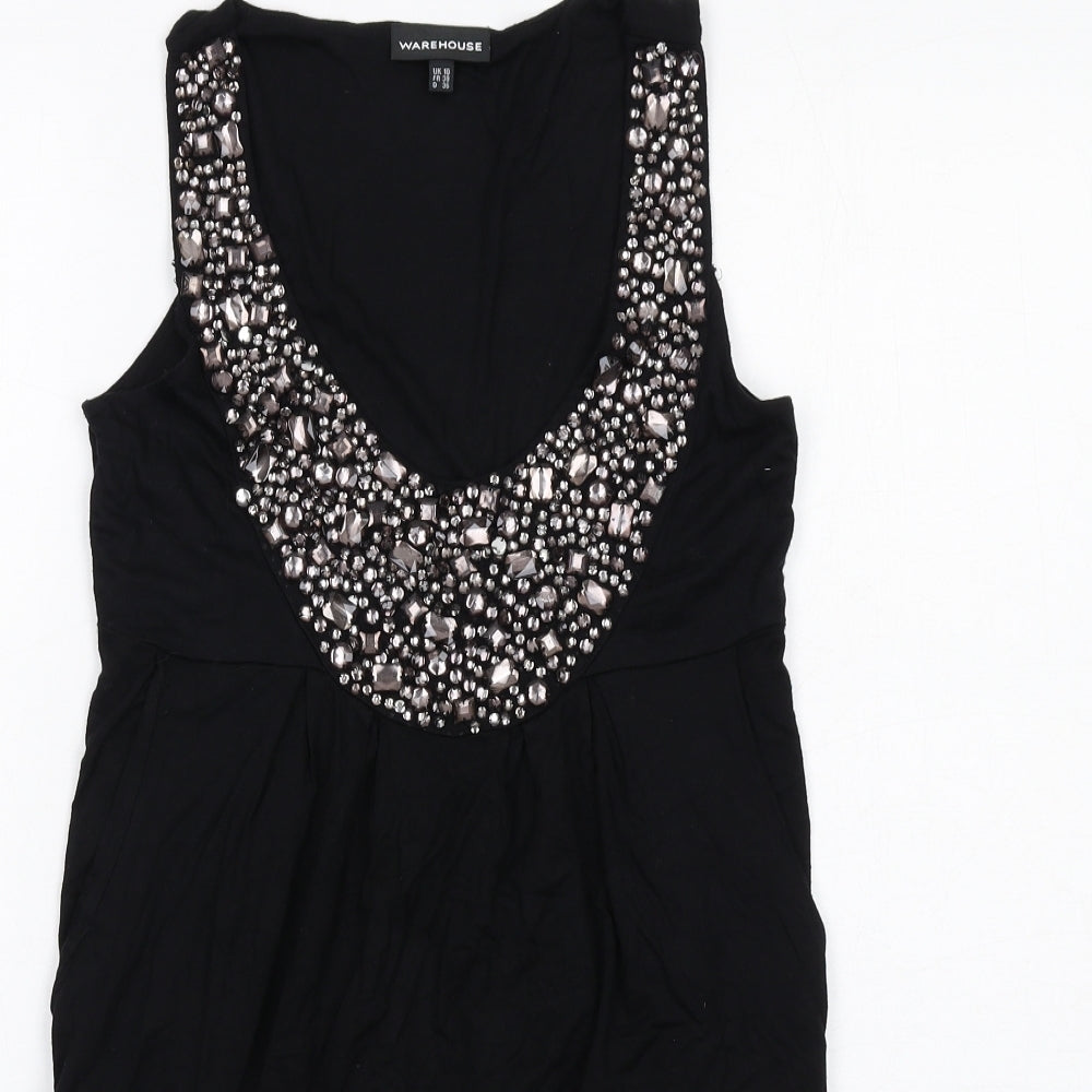 Womens UK Size 10 Warehouse Black Tunic Tank