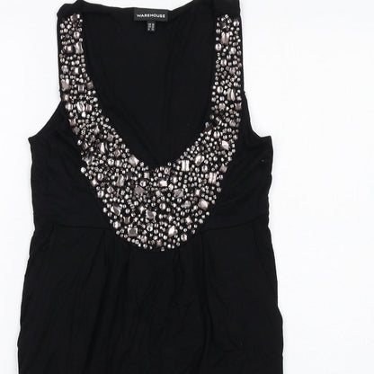 Womens UK Size 10 Warehouse Black Tunic Tank