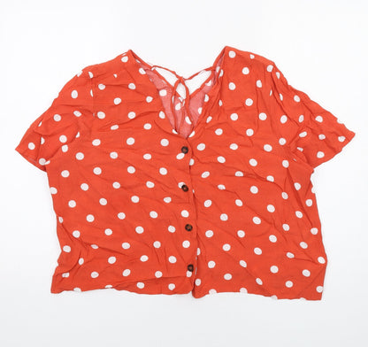 Womens UK Size 18 Warehouse Orange Basic Button-Up
