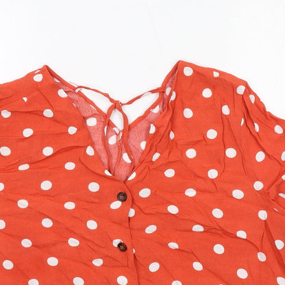 Womens UK Size 18 Warehouse Orange Basic Button-Up