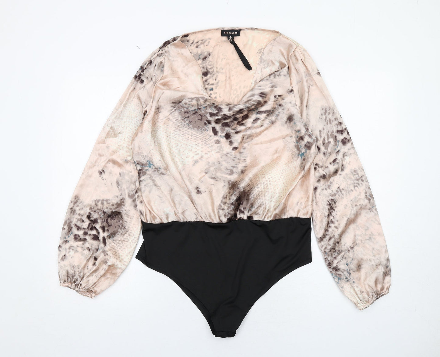 QED London Womens Pink Polyester Bodysuit One-Piece Size 14 Snap