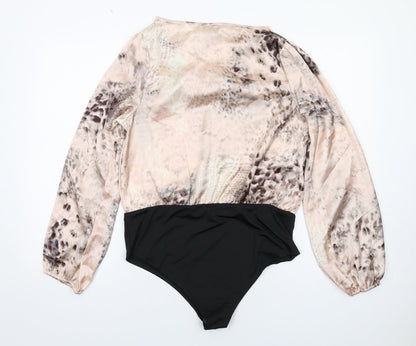 QED London Womens Pink Polyester Bodysuit One-Piece Size 14 Snap