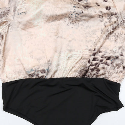 QED London Womens Pink Polyester Bodysuit One-Piece Size 14 Snap