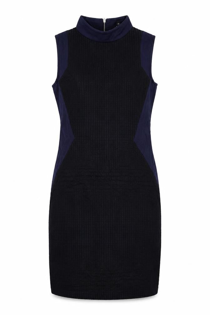 NEXT Womens Blue Colourblock Cotton A-Line Size 14 Round Neck Zip
