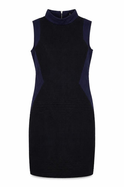 NEXT Womens Blue Colourblock Cotton A-Line Size 14 Round Neck Zip
