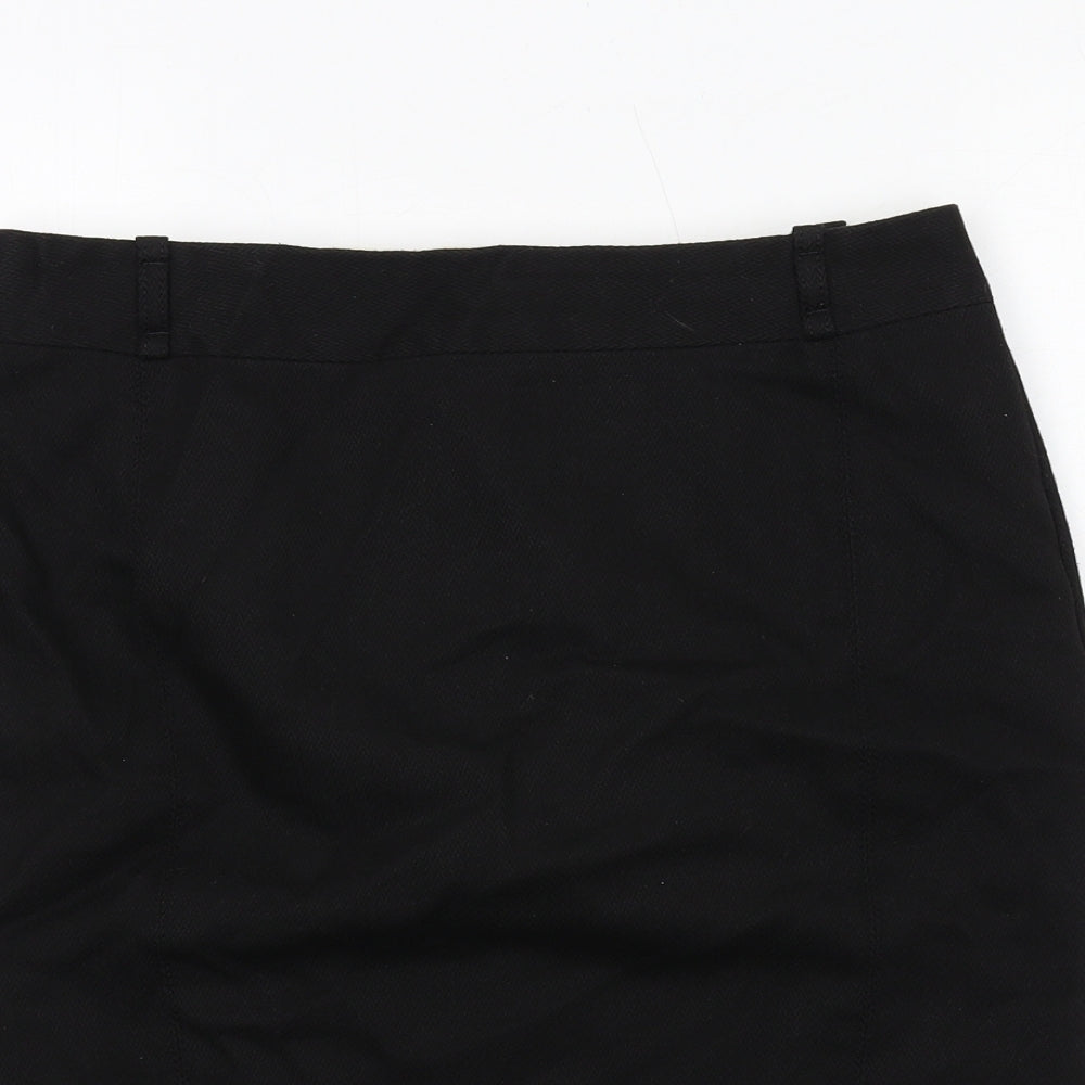 NEXT Womens Black Polyester A-Line Skirt Size 12 Zip