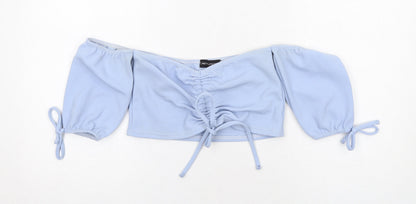 Womens UK Size 10 PRETTYLITTLETHING Blue Cropped Blouse