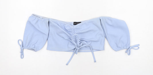 Womens UK Size 10 PRETTYLITTLETHING Blue Cropped Blouse