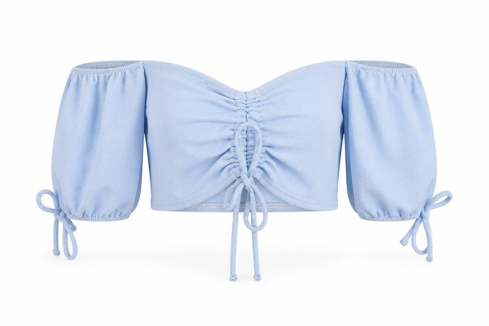 Womens UK Size 10 PRETTYLITTLETHING Blue Cropped Blouse