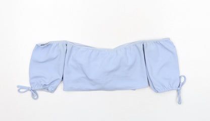 Womens UK Size 10 PRETTYLITTLETHING Blue Cropped Blouse