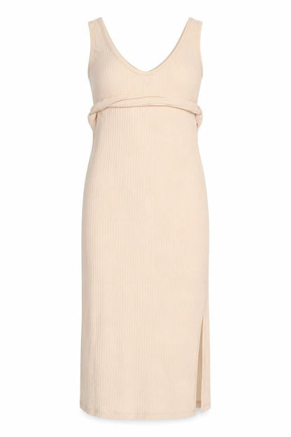 Missguided Womens Beige Polyester Tank Dress Size 10 V-Neck Pullover