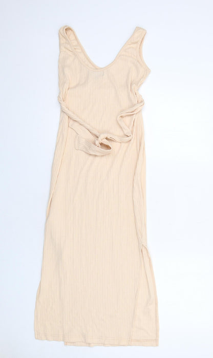 Missguided Womens Beige Polyester Tank Dress Size 10 V-Neck Pullover