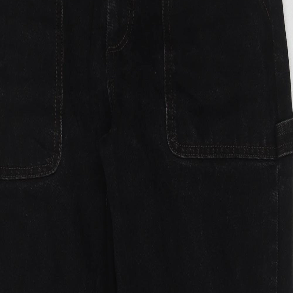 Monki Womens Black Cotton Wide-Leg Jeans Size 25 in Regular Zip