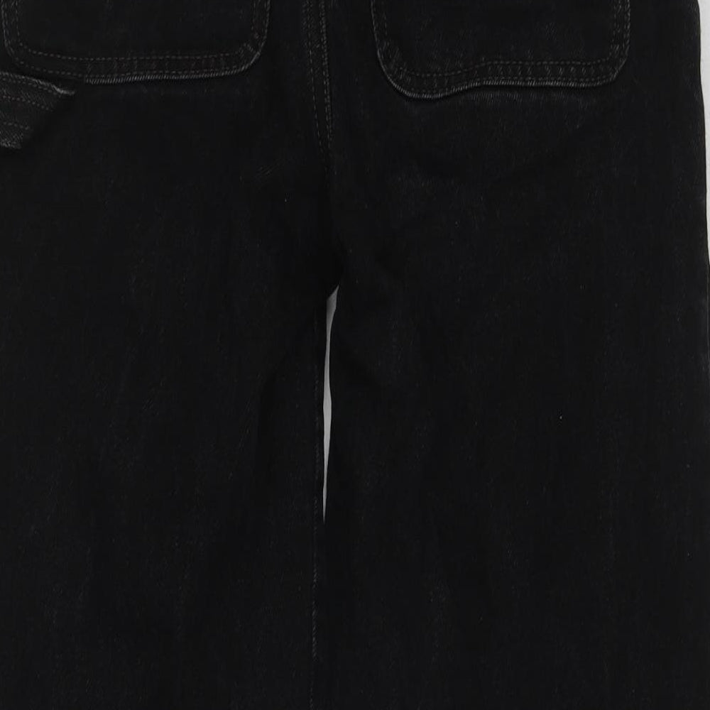 Monki Womens Black Cotton Wide-Leg Jeans Size 25 in Regular Zip