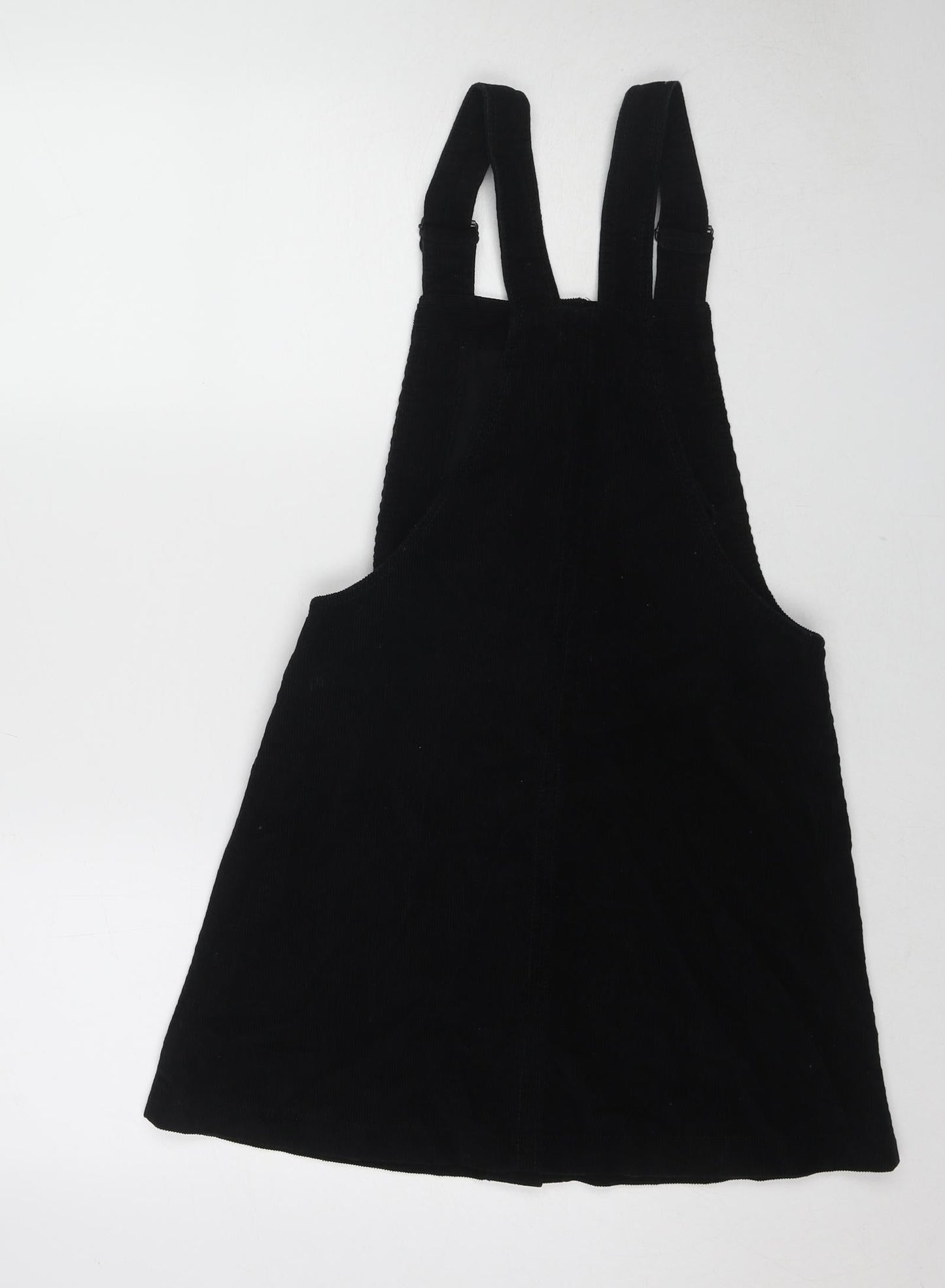Cooperative Womens Black Cotton Pinafore/Dungaree Dress Size XS Square Neck Button