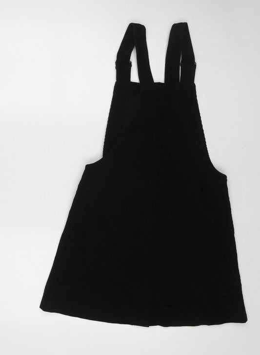 Cooperative Womens Black Cotton Pinafore/Dungaree Dress Size XS Square Neck Button