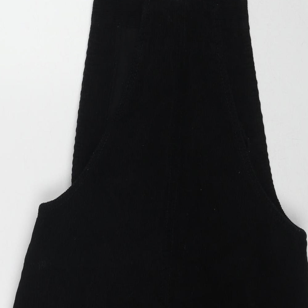 Cooperative Womens Black Cotton Pinafore/Dungaree Dress Size XS Square Neck Button
