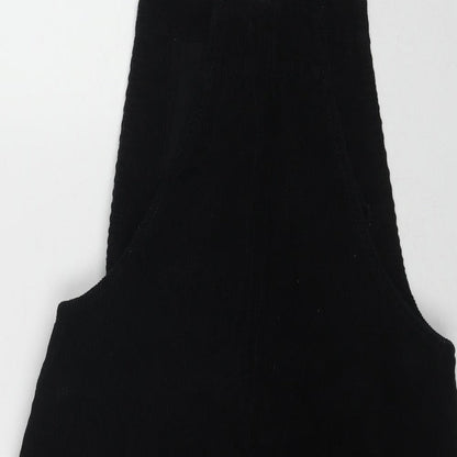 Cooperative Womens Black Cotton Pinafore/Dungaree Dress Size XS Square Neck Button