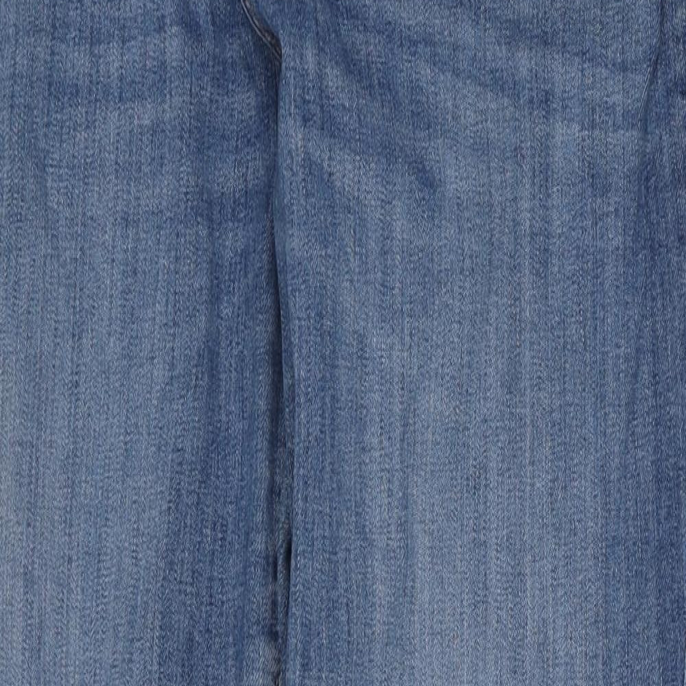 TU Womens Blue Cotton Straight Jeans Size 14 Regular Zip