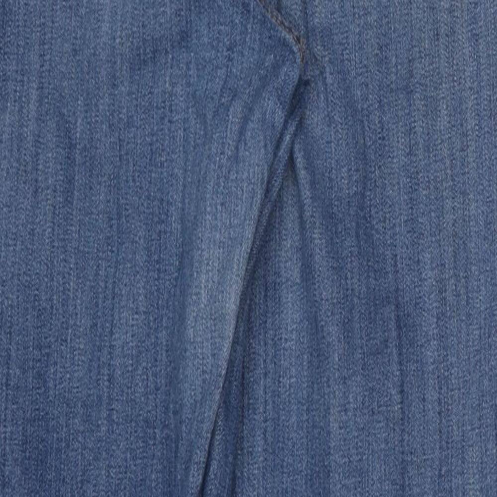 TU Womens Blue Cotton Straight Jeans Size 14 Regular Zip
