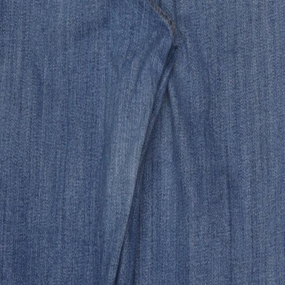 TU Womens Blue Cotton Straight Jeans Size 14 Regular Zip