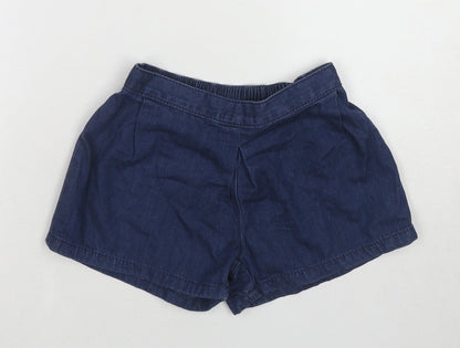NEXT Girls Blue Cotton Boyfriend Shorts Size 4-5 Years Regular