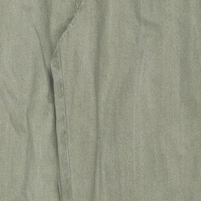 Bershka Womens Green Cotton Straight Jeans Size 6 Regular Zip
