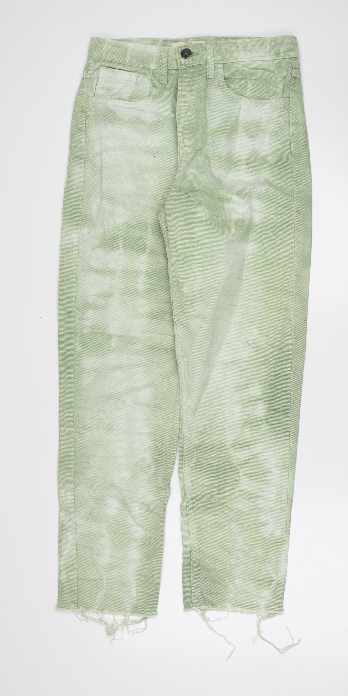 Womens UK Size 6 Stradivarius Regular Fit Straight Green Jeans
