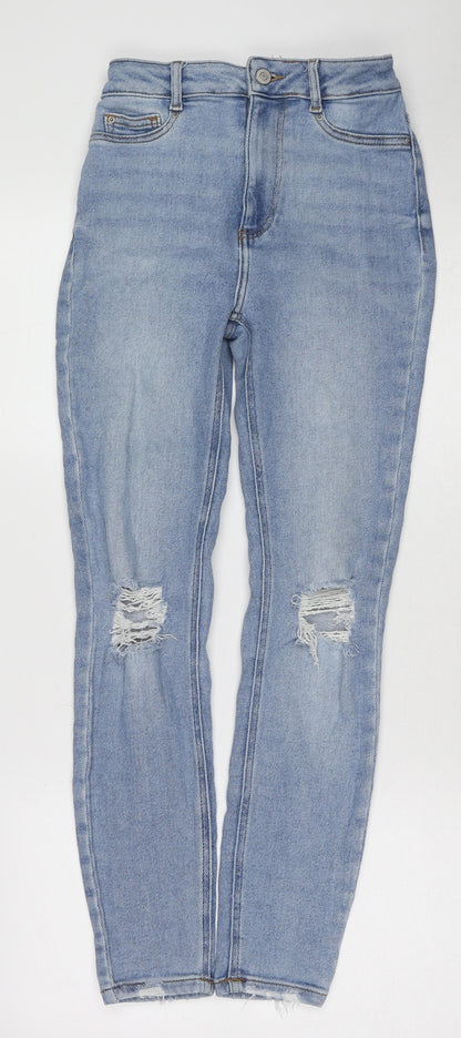 New Look Womens Blue Cotton Skinny Jeans Size 6 Regular Zip