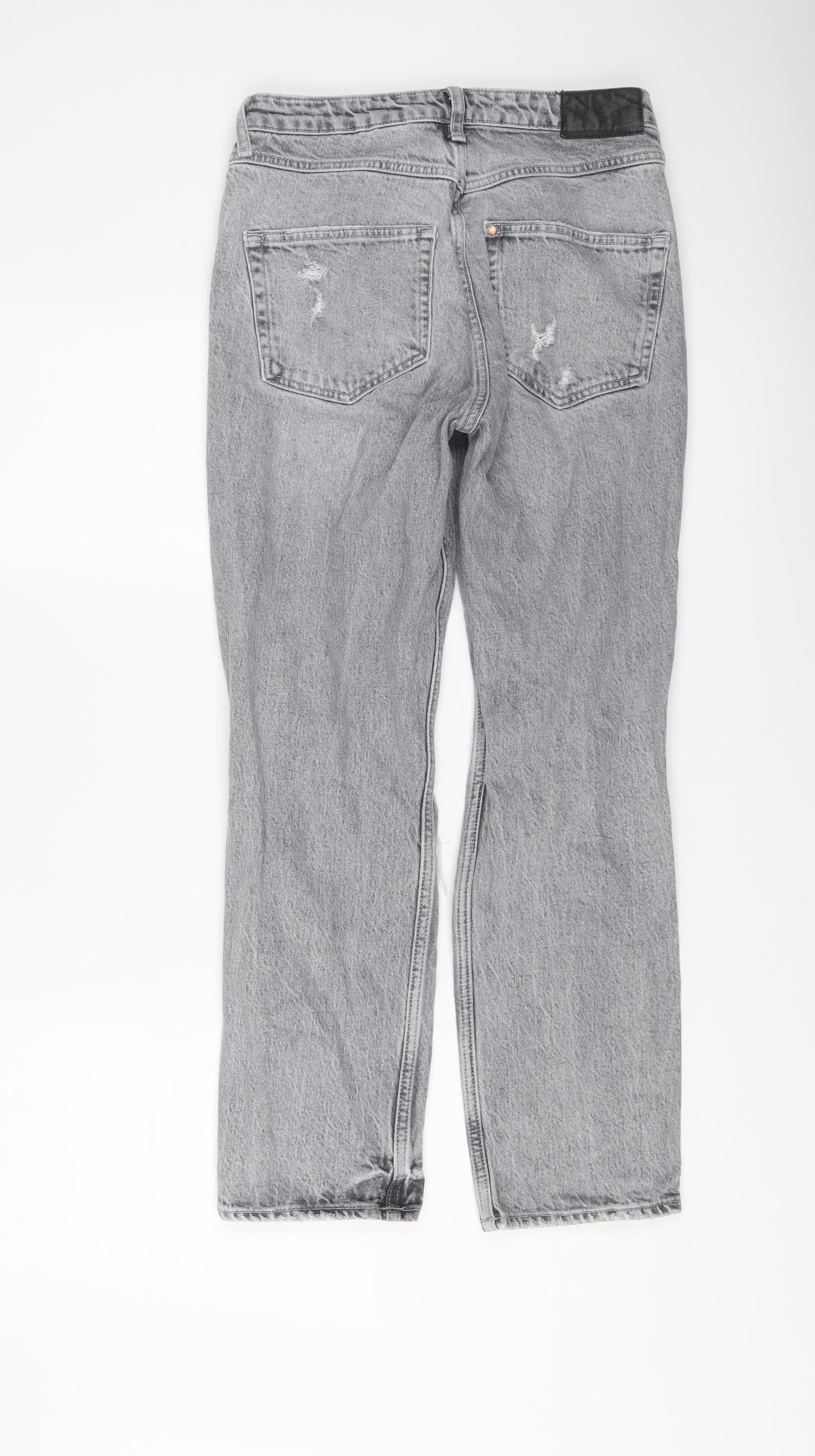 Womens UK Size 10 H&M Regular Fit Straight Grey Jeans