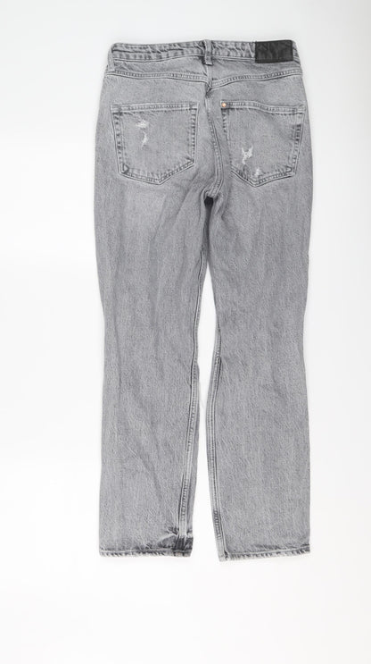Womens UK Size 10 H&M Regular Fit Straight Grey Jeans
