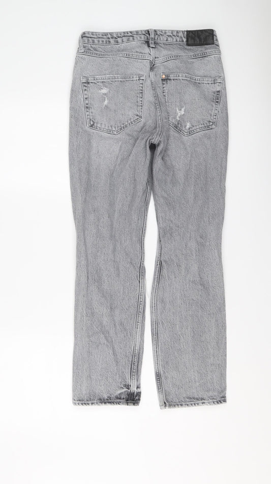 Womens UK Size 10 H&M Regular Fit Straight Grey Jeans