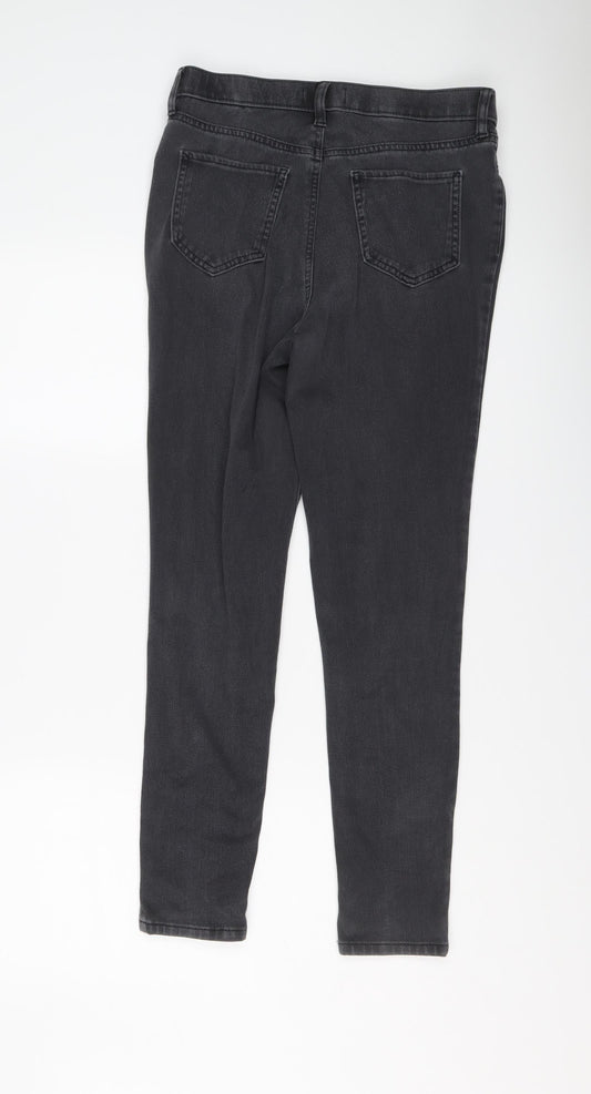 F&F Womens Grey Cotton Skinny Jeans Size 12 L27 in Regular Button