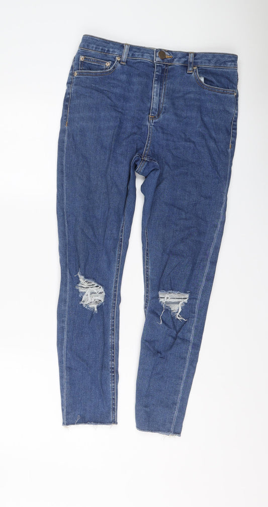 ASOS Womens Blue Cotton Skinny Jeans Size 30 in L28 in Regular Button