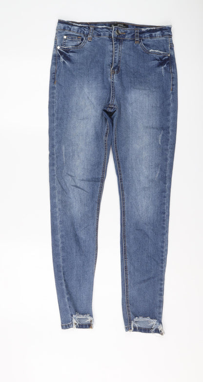 Missguided Womens Blue Cotton Skinny Jeans Size 10 L28 in Regular Button