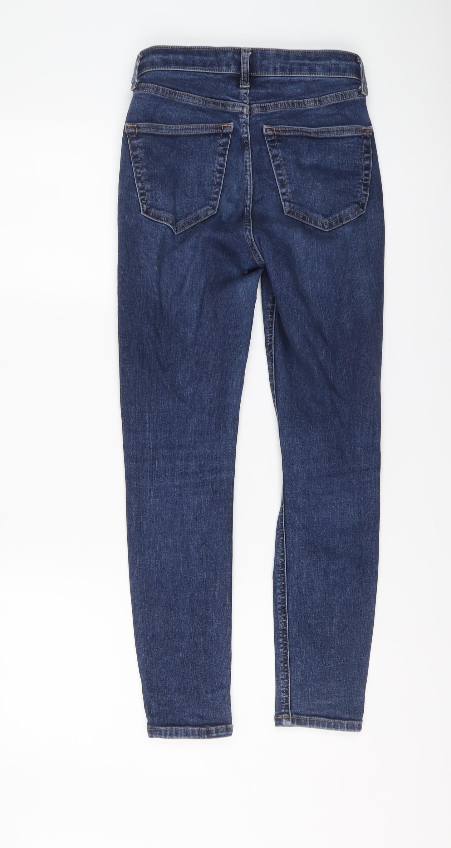 Topshop Womens Blue Cotton Skinny Jeans Size 26 in L25 in Regular Button