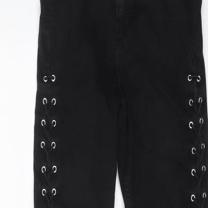 Topshop Womens Black Cotton Skinny Jeans Size 24 in L25 in Regular Button