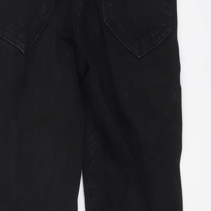 Topshop Womens Black Cotton Skinny Jeans Size 24 in L25 in Regular Button