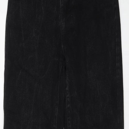 PRETTYLITTLETHING Womens Black Cotton Mom Jeans Size 6 L30 in Regular Button