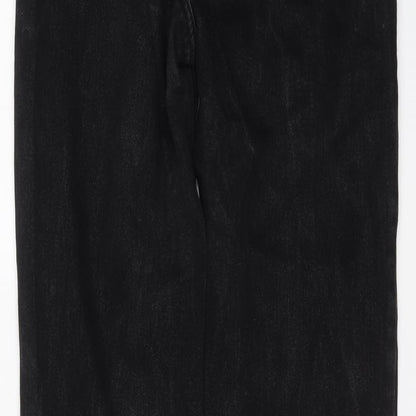 PRETTYLITTLETHING Womens Black Cotton Mom Jeans Size 6 L30 in Regular Button