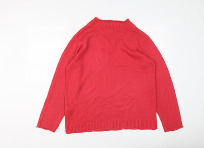 Balsamik Womens Pink V-Neck Acrylic Pullover Jumper Size 18