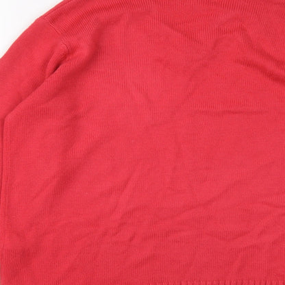 Balsamik Womens Pink V-Neck Acrylic Pullover Jumper Size 18