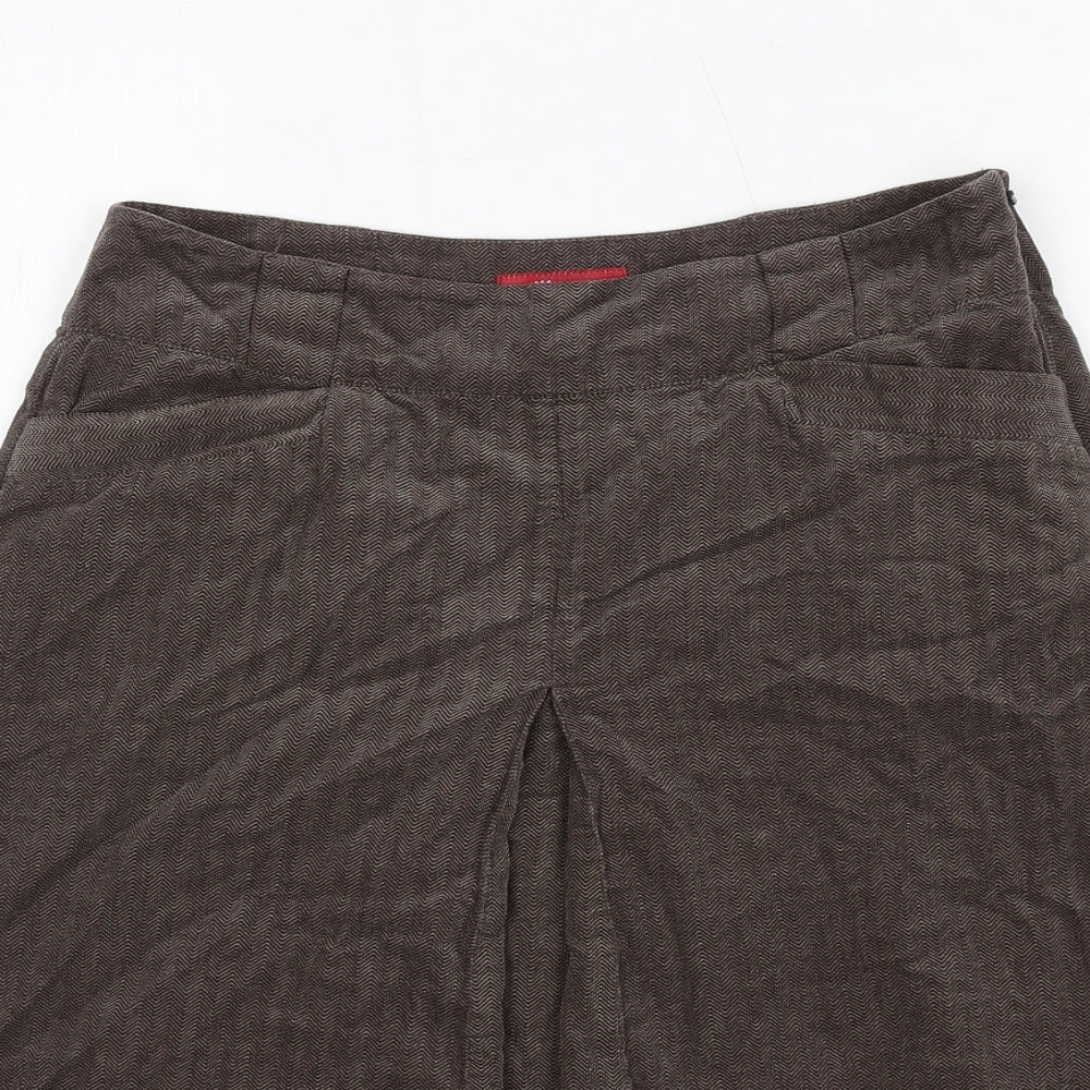 Monsoon Womens Brown Herringbone Cotton A-Line Skirt Size 8 Zip