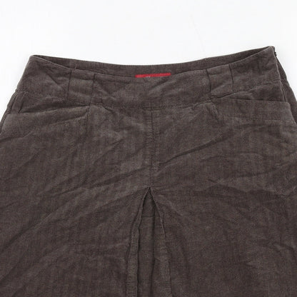 Monsoon Womens Brown Herringbone Cotton A-Line Skirt Size 8 Zip