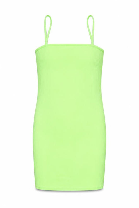 Front view of I SAW IT FIRST women’s green polyester mini, size UK 12, square neck pullover